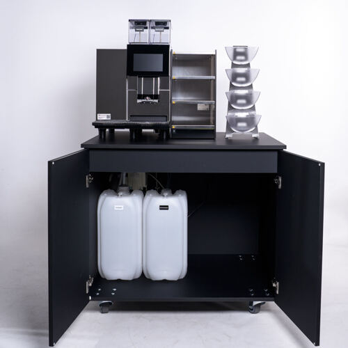 Massgeschneiderte Möbel für Kaffeemaschine Holz auf Rollen