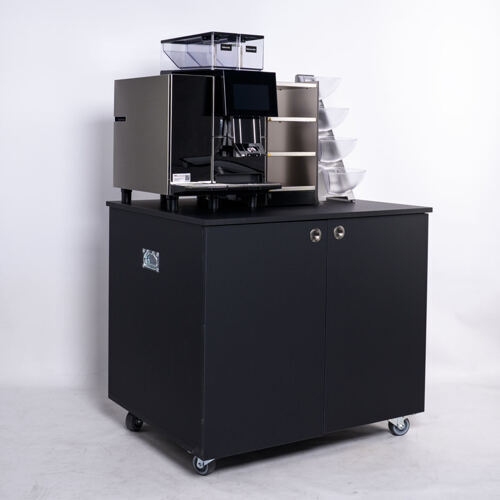 Massgeschneiderte Möbel für Kaffeemaschine Holz auf Rollen